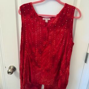 Red Sleeveless Top with Embellishments
